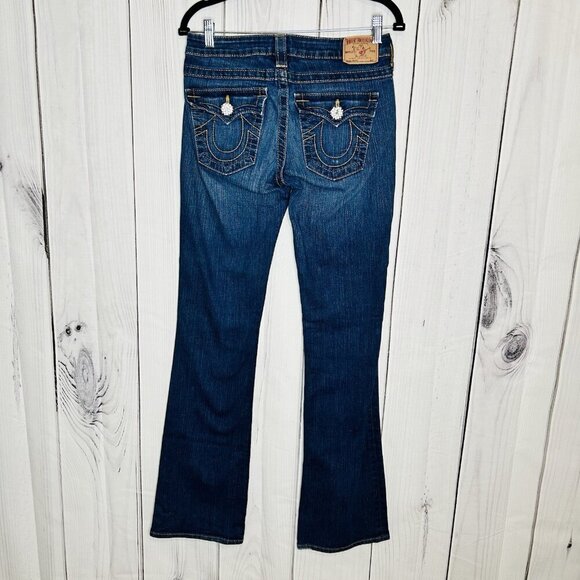 True Religion Becky Bootcut Jeans Size 28x33 Flap Pocket Rhinestone Buttons - Picture 7 of 12